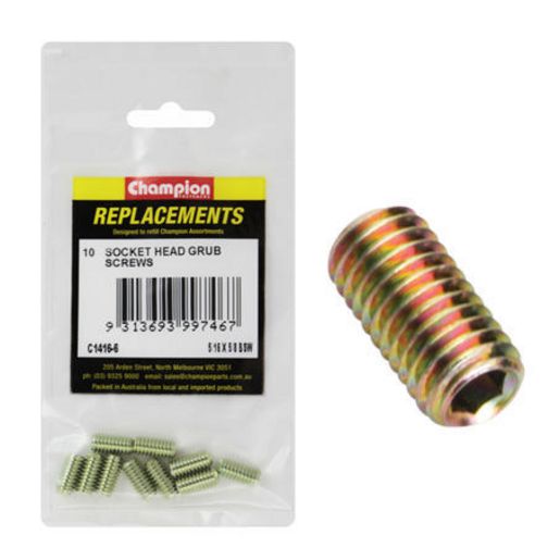 Champion Grub Screw Socket Head BSW 5/16" x 5/8" 10Pk C1416-6