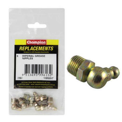 Champion Grease Nipple NPT 67.5° 1/8" 6Pk C108-9