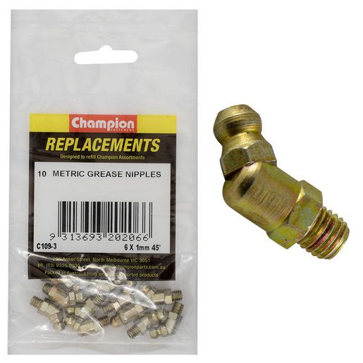 Champion Fasteners Grease Nipple M6 X 1.00mm 45 Refill Pack C109-3