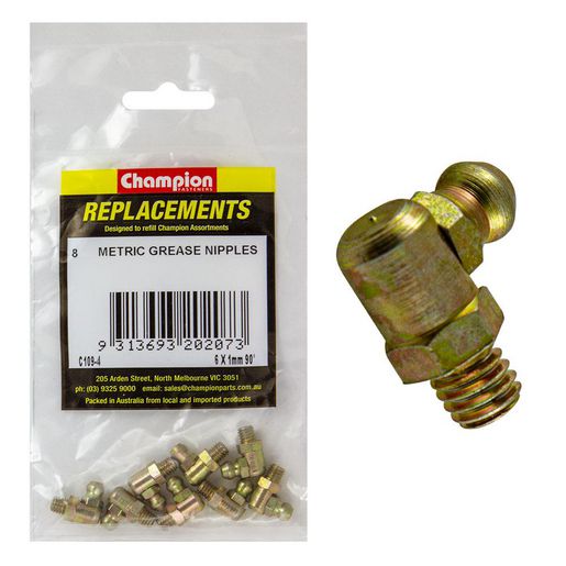 Champion Grease Nipple 90° M6 x 1.00mm 8Pk C109-4