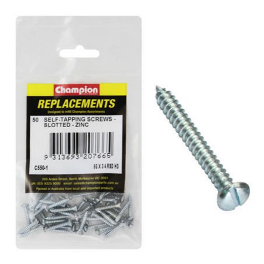 Champion Fasteners Self Tapper Screw Rsd Slot 3.5 x 19mm Zinc Palted C550-1
