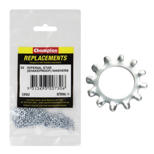 Champion Fasteners Washer Shakeproof External 1/4In Zinc Plated C510-2