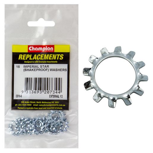 Champion Fasteners Washer Shakeproof External 1/2in Zinc Plated C510-6