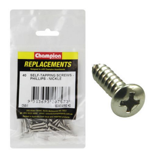 Champion Fasteners Self Tapper Screw Rsd Phillips 3.5 x 19mm Nickel Plated C540-5