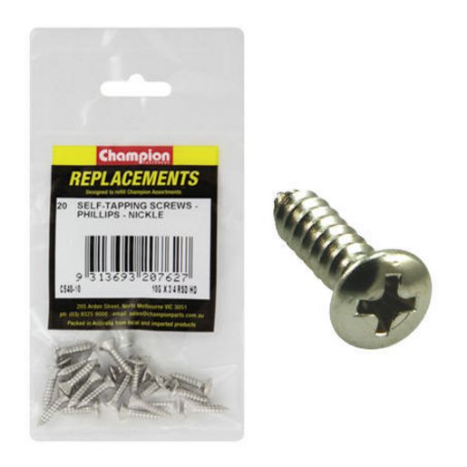 Champion Fasteners Self Tapper Screw Rsd Phillips 4.8 x 19mm Nickel Plated C540-10