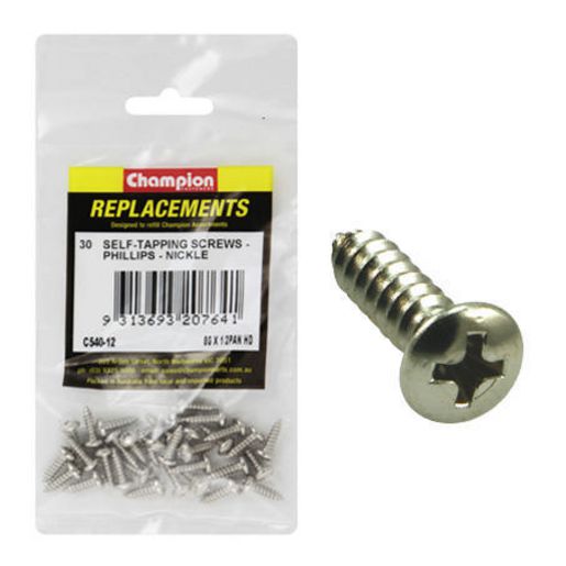 Champion Fasteners Self Tapper Screw Pan Phillips 4.2 x 13mm Nickel Plated C540-12