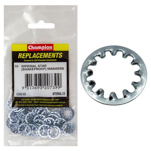 Champion Fasteners Washer Shakeproof Internal 3/8in Zinc Plated C510-11