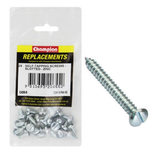 Champion Fasteners Self Tapper Screw Pan Slot 6.3 x 13mm Zinc Plated C430-9