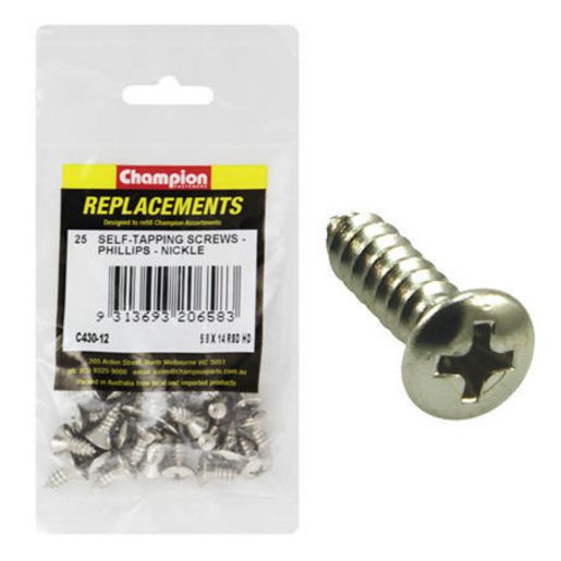Champion Fasteners Self TaPPEr Screw Rsd Phillips 6.3 X 16mm Nickel Plated C430-12