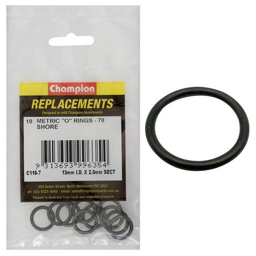 Champion Fasteners O Ring Nitrile Rubber 70 Shore 2.5mm x 13mm Refill Pack C116-7