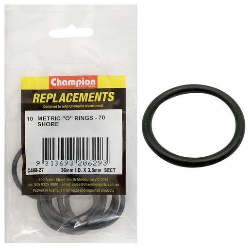 Champion Fasteners O Ring Nitrile Rubber 70 Shore 36mm x 3.5mm Refill Pack C408-27
