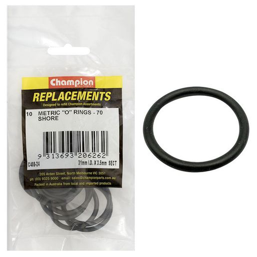 Champion Fasteners O Ring Nitrile Rubber 70 Shore 31mm x 3.5mm Refill Pack C408-24