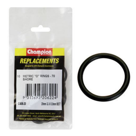 Champion Fasteners O Ring Nitrile Rubber 70 Shore 25mm x 3.5mm Black C408-20