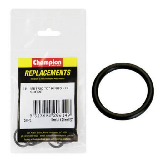 Champion Fasteners O Ring Nitrile Rubber 70 Shore 18mm x 2.5mm Black C408-12