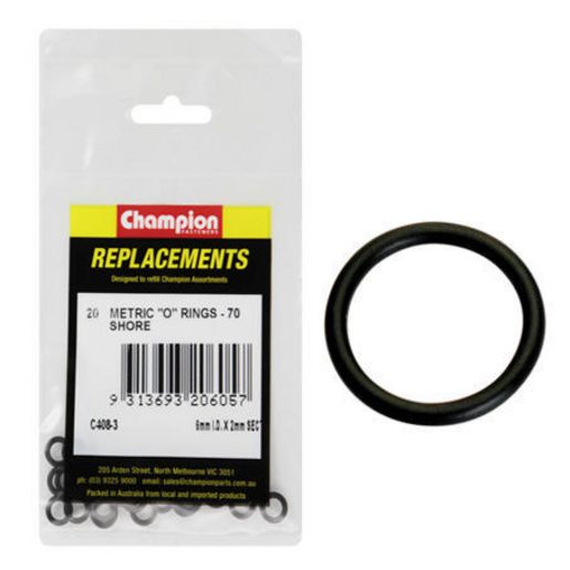 Champion Fasteners O Ring Nitrile Rubber 70 Shore 6mm x 2mm Refill Pack C408-3