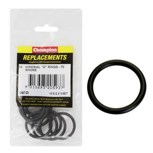 Champion Fasteners O Ring Nitrile Rubber 70 Shore 1 3/16in x 1/8in Black C407-23