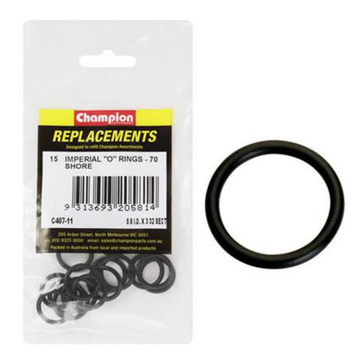 Champion Fasteners O Ring Nitrile Rubber 70 Shore 5/8in x 3/32in Black C407-11