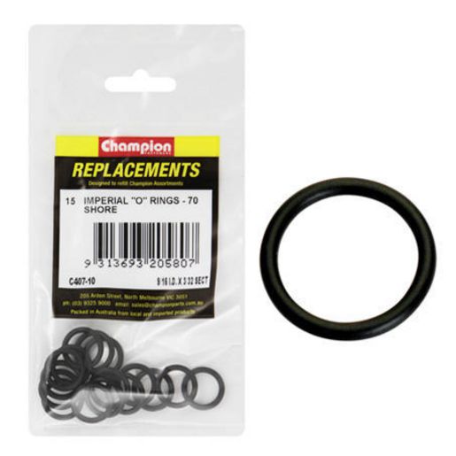 Champion Fasteners O Ring Nitrile Rubber 70 Shore 9/16in x 3/32in Black C407-10