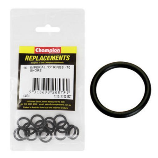 Champion Fasteners O Ring Nitrile Rubber 70 Shore 1/2in x 3/32in Black C407-9