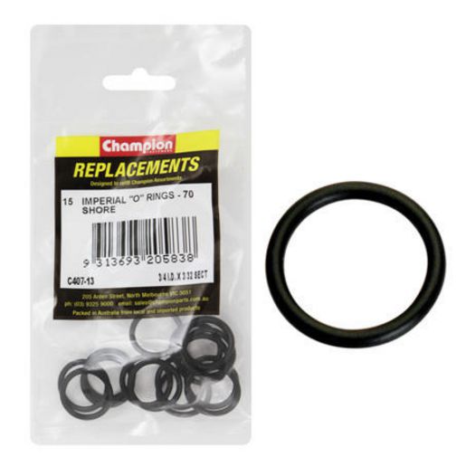 Champion Fasteners O Ring Nitrile Rubber 70 Shore 7/16in x 3/32in Black C407-8