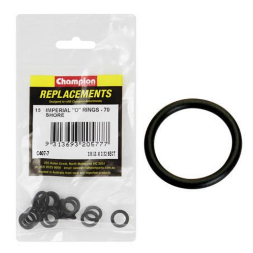 Champion Fasteners O Ring Nitrile Rubber 70 Shore 3/8in x 3/32in Black C407-7