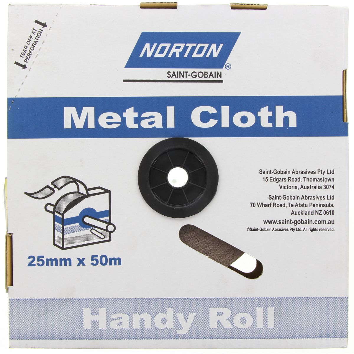 Norton Cloth Roll Metal 25mmX 50M 180 Grit  66623320821