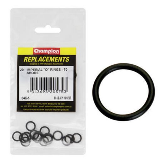 Champion Fasteners O Ring Nitrile Rubber 70 Shore 3/8in x 1/16in Black C407-5