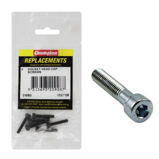 Champion Fasteners Socket Head Cap Screw High Tensile BSW 3/16in x 1in Zinc Plated C1418-3