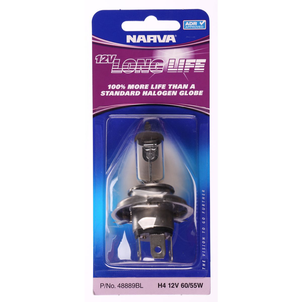 Narva H4 12V 60/55W Everlife Long Life Halogen Headlight Globes 48889BL