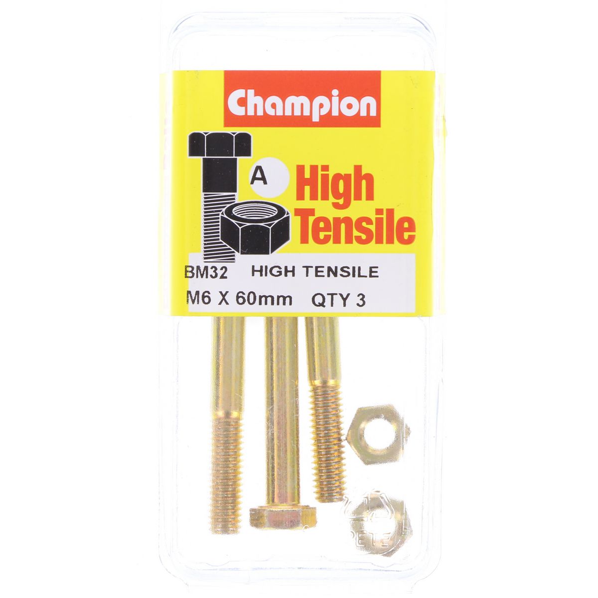 Champion Bolt & Nut Pack Metric M6 x 60mm BM32