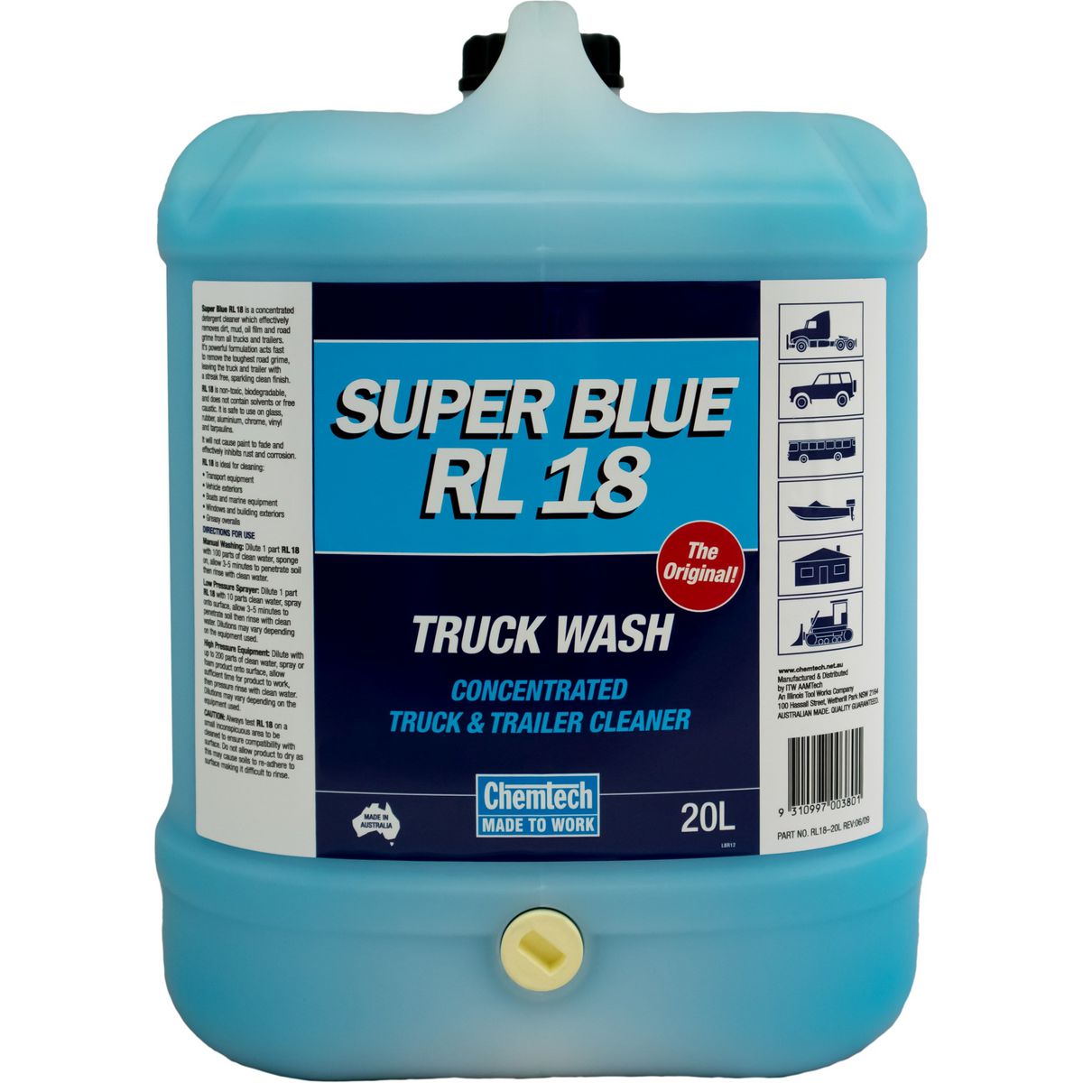 Chemtech Super Blue RL18 Truck Wash Concentrate 20L