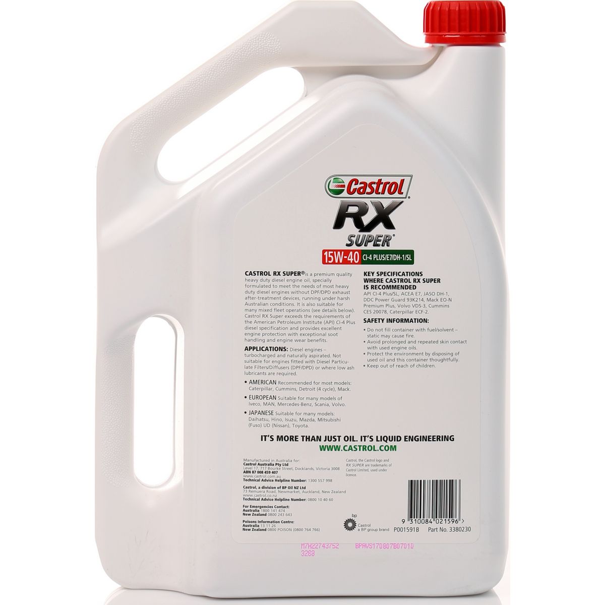 Castrol RX Super 15W40 Diesel Engine Oil 5L 3380230