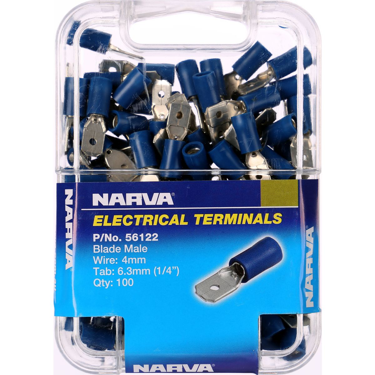 Narva Terminal Male Blade Blue 6.3mm (100Pk) 56122