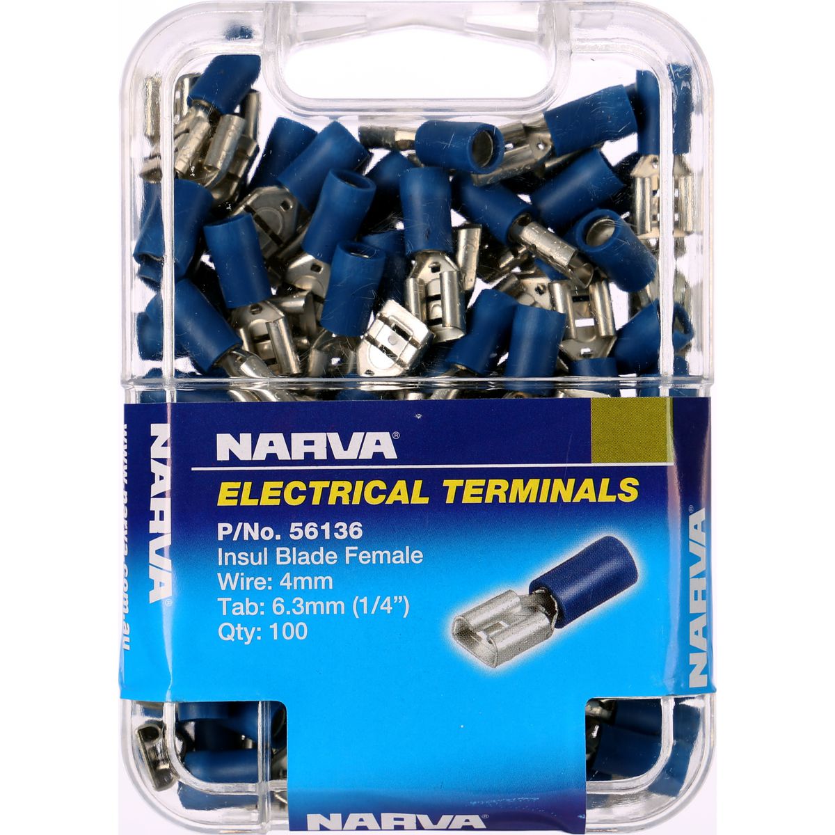 Narva Terminal Female Blade Blue 4mm (100Pk) 56136