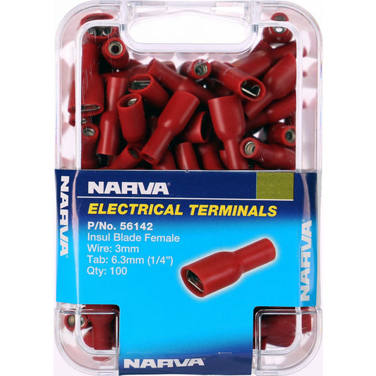 Narva Terminal Female Blade Red 6.3mm (100Pk) 56142