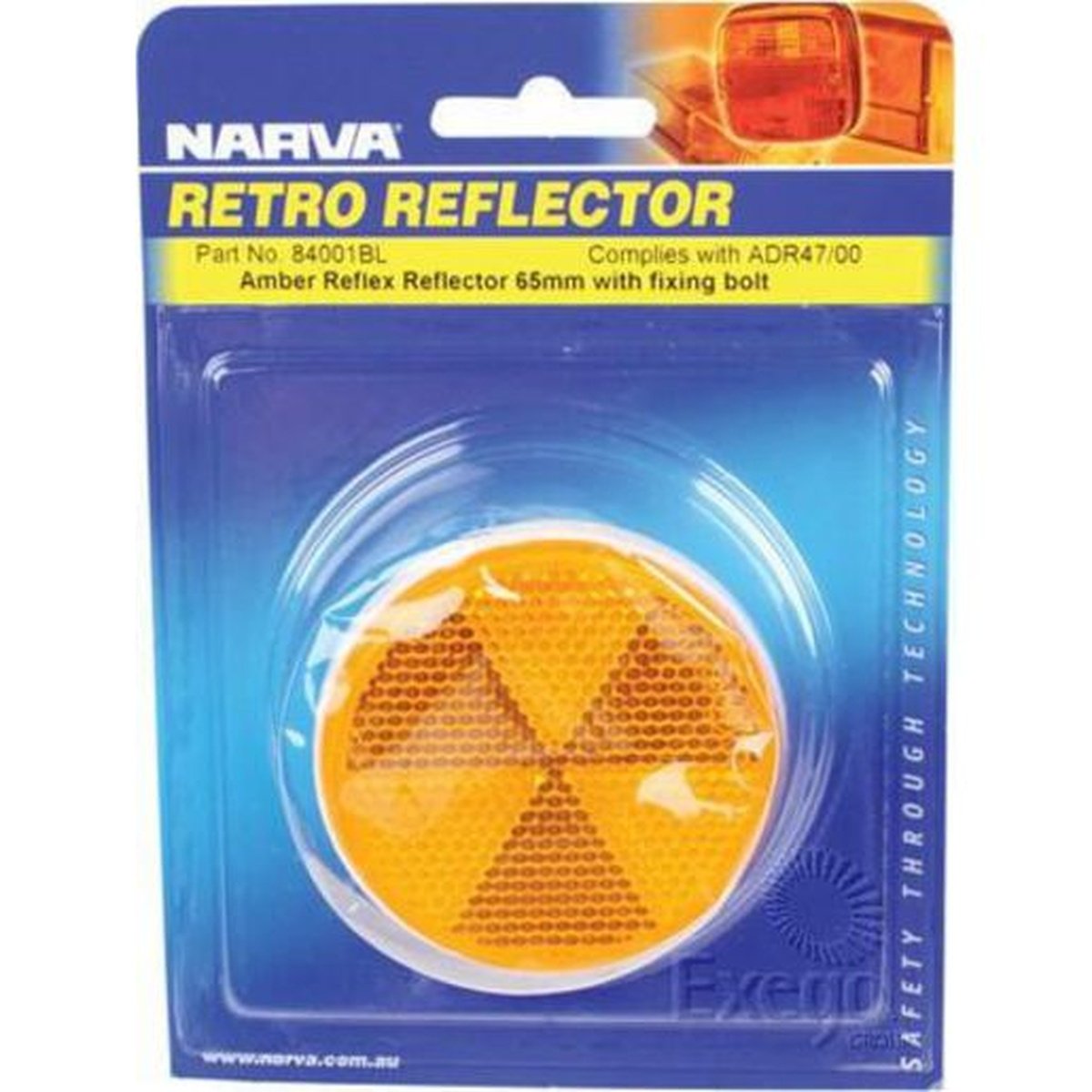 Narva Reflector 65mm Amber Fixed Bolt 84001BL