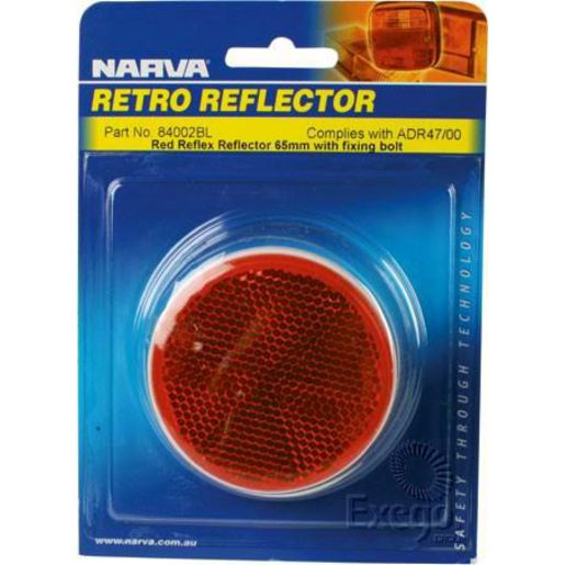 Narva Reflector 65mm Red Fixed Bolt 84002BL