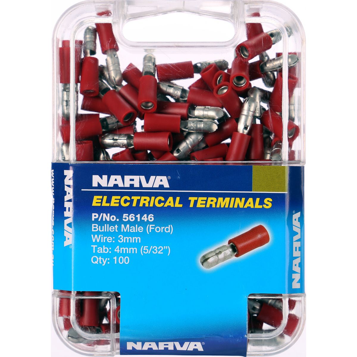 Narva Terminal Male Bullet Red 4mm (100Pk) 56146