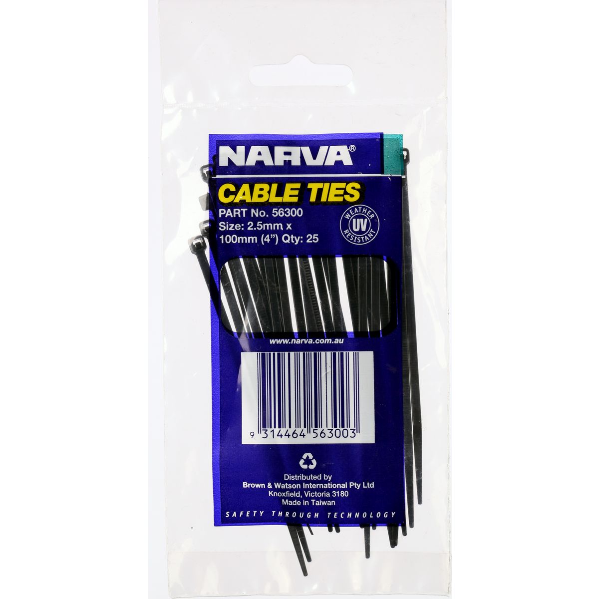 Narva Cable Tie 2.5x100mm (25Pk) 56300