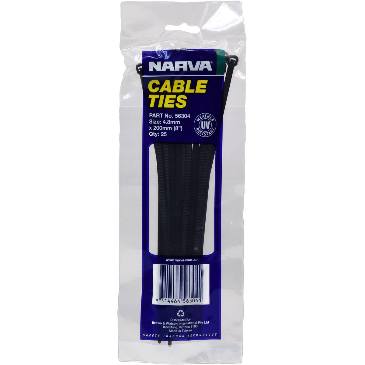 Narva Cable Tie 4.8x200mm (25Pk) 56304