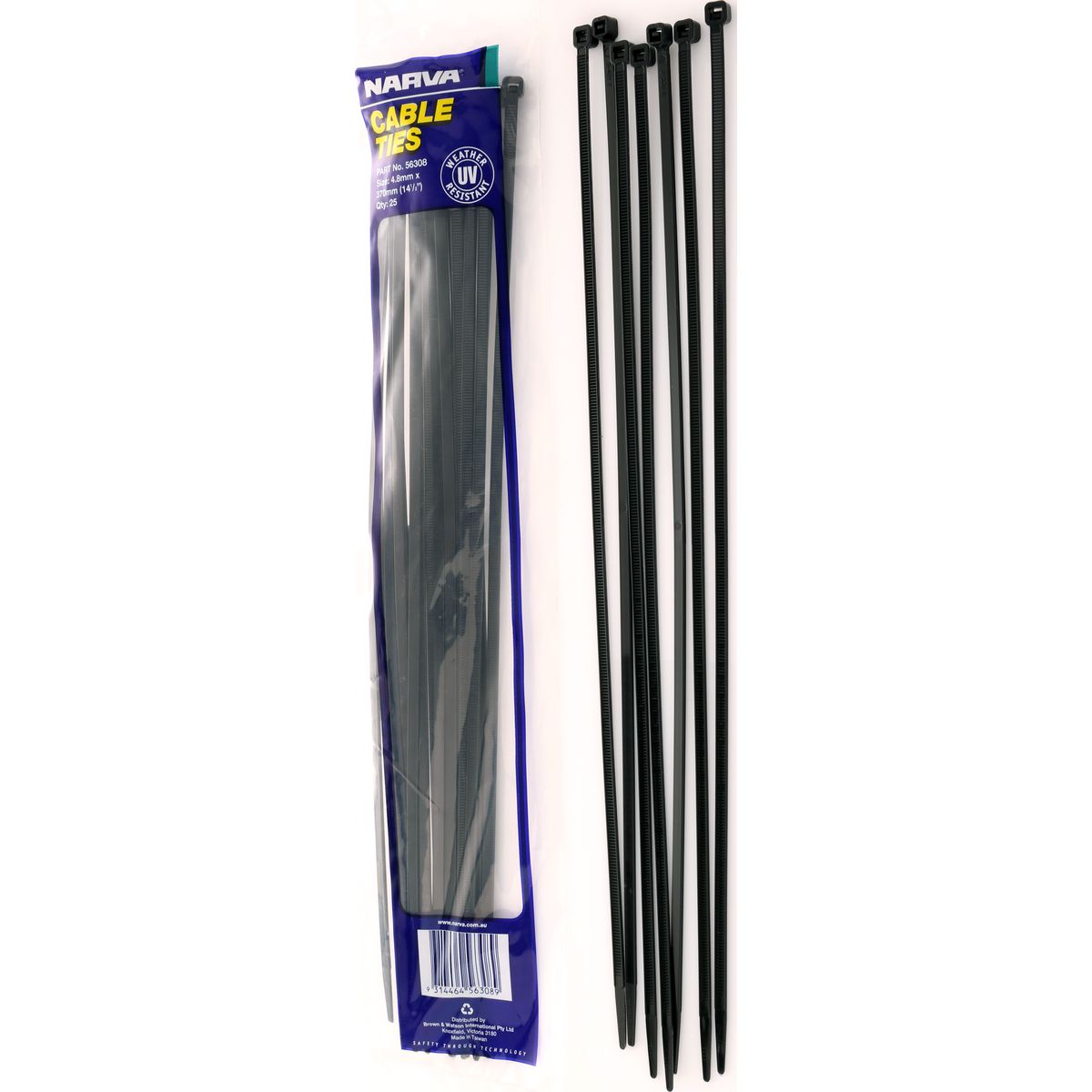 Narva Cable Tie 4.8x370mm (25Pk) 56308