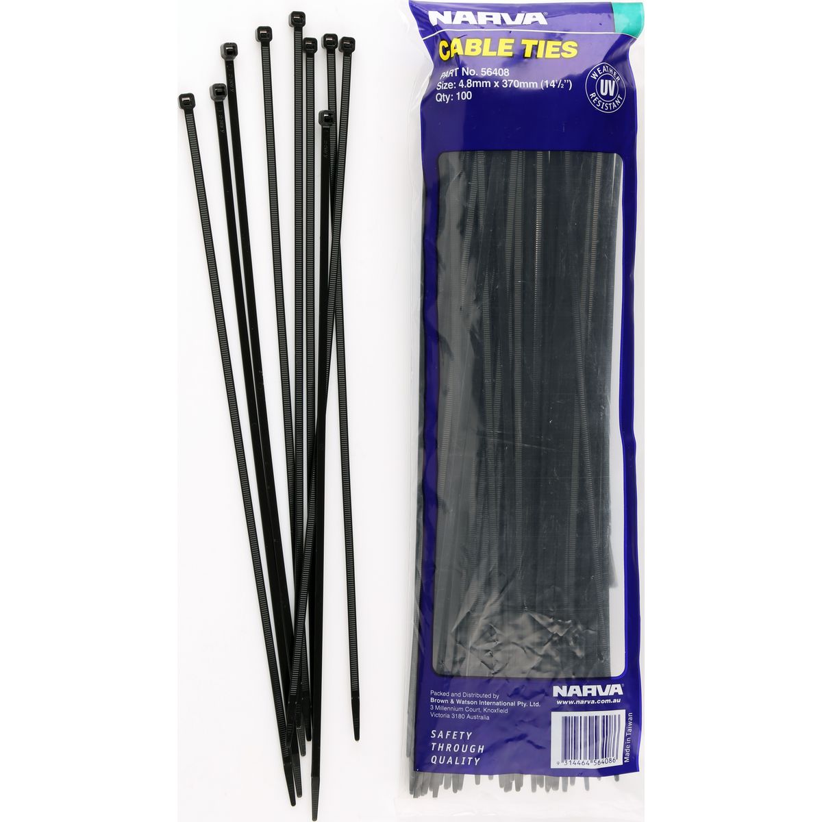 Narva Cable Tie 4.8x370mm (100Pk) 56408