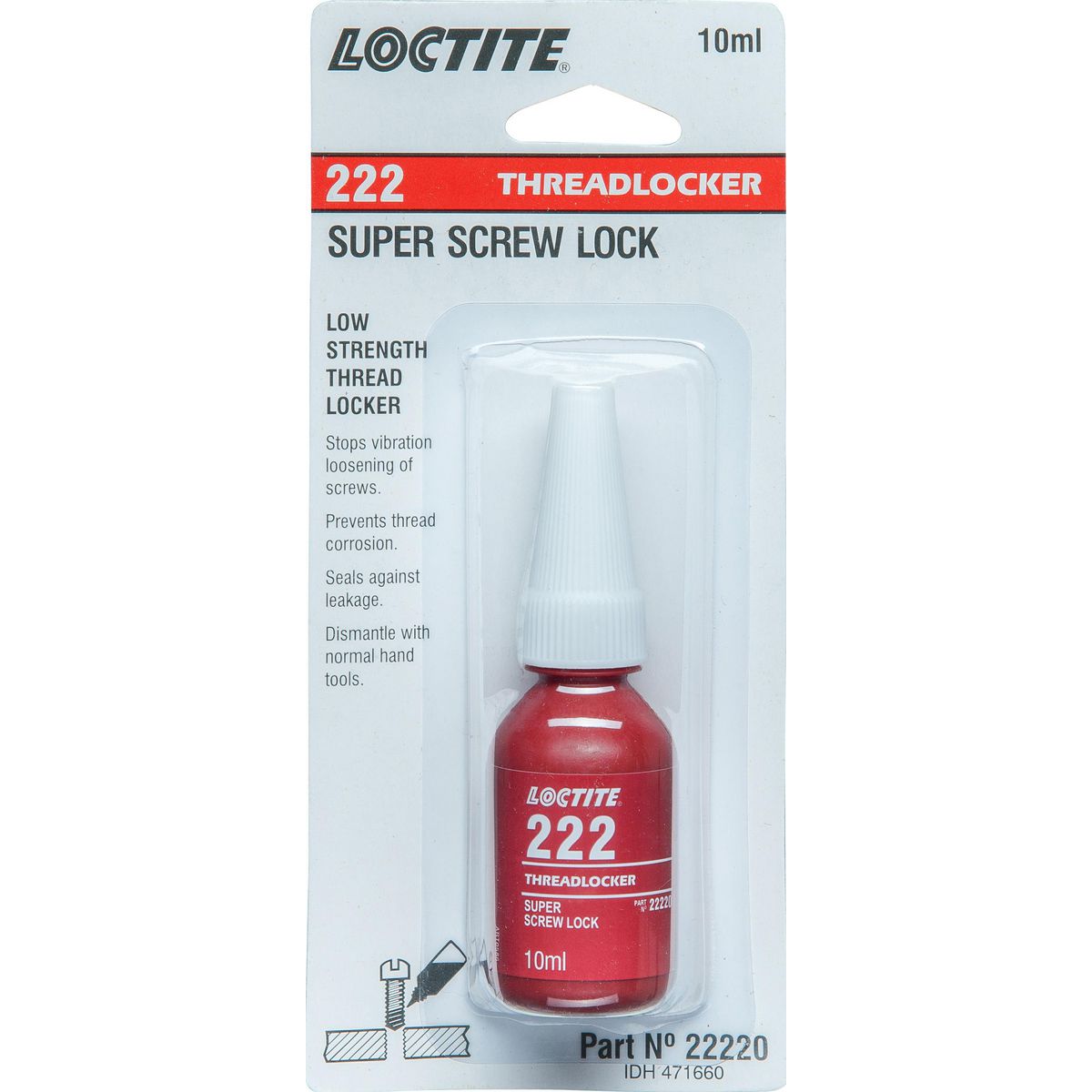 Loctite 222 Threadlocker Low Strength 10ml 22220
