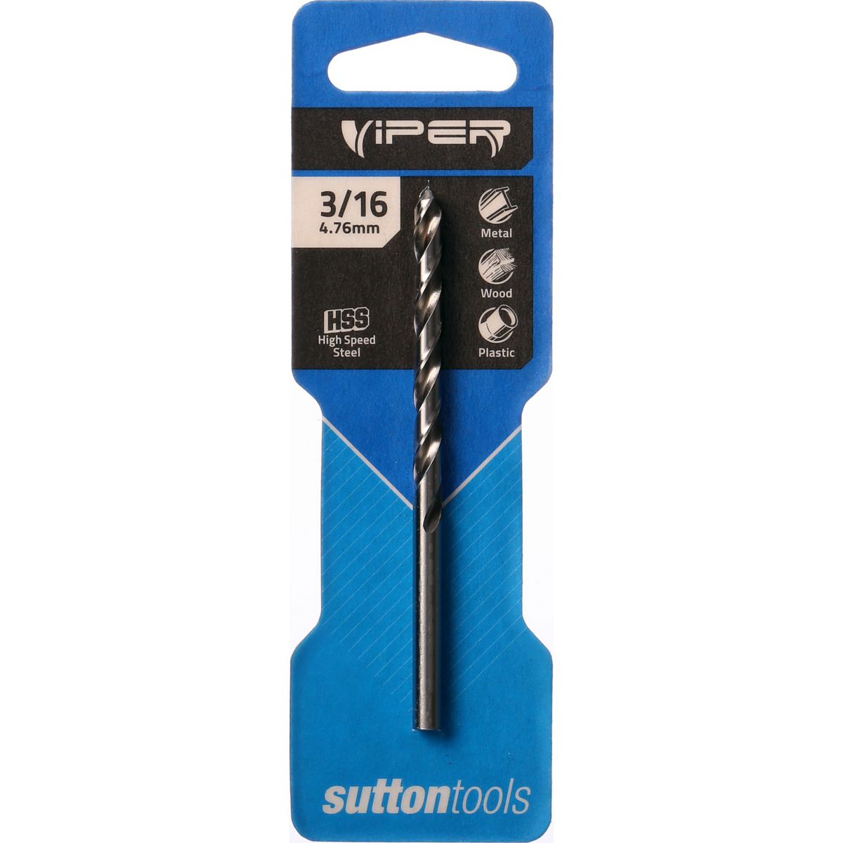 Sutton Jobber Drill Bit Viper HSS 3/16in. Dia 59mm L2 89mm L1 D1050476