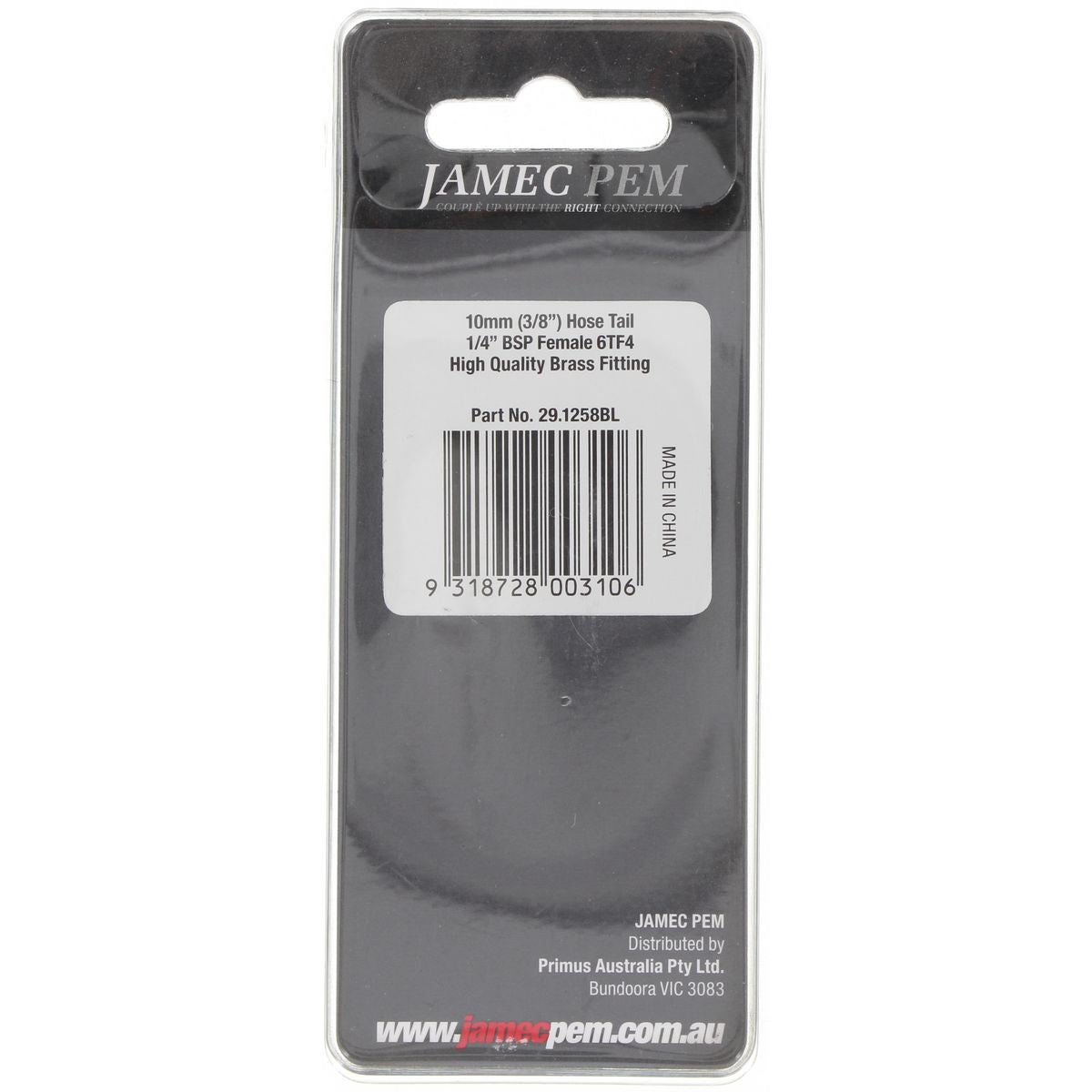 Jamec Pem Female Air Tailpiece 3/8In X 1/4In Bsp 29.1258BL