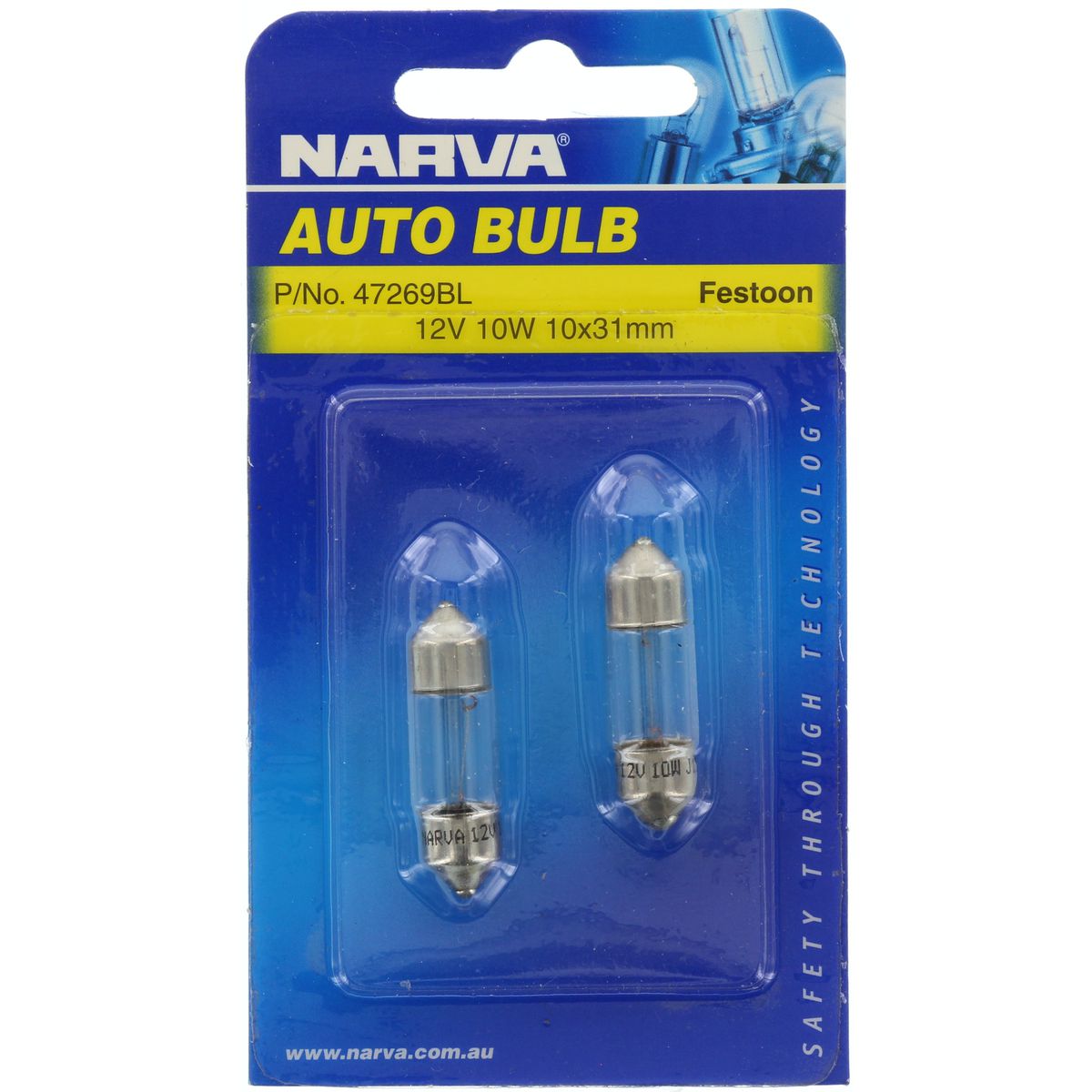 Narva Globes Festoon 12V 10W 2 Pack 47269BL