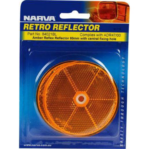 Narva Reflector 80mm Amber Fixed Bolt 84021BL