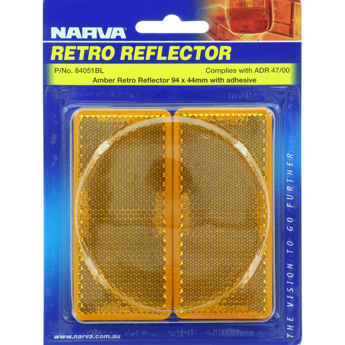 Narva Reflector 94mmx44mm Amber Self Adhesive 84051BL