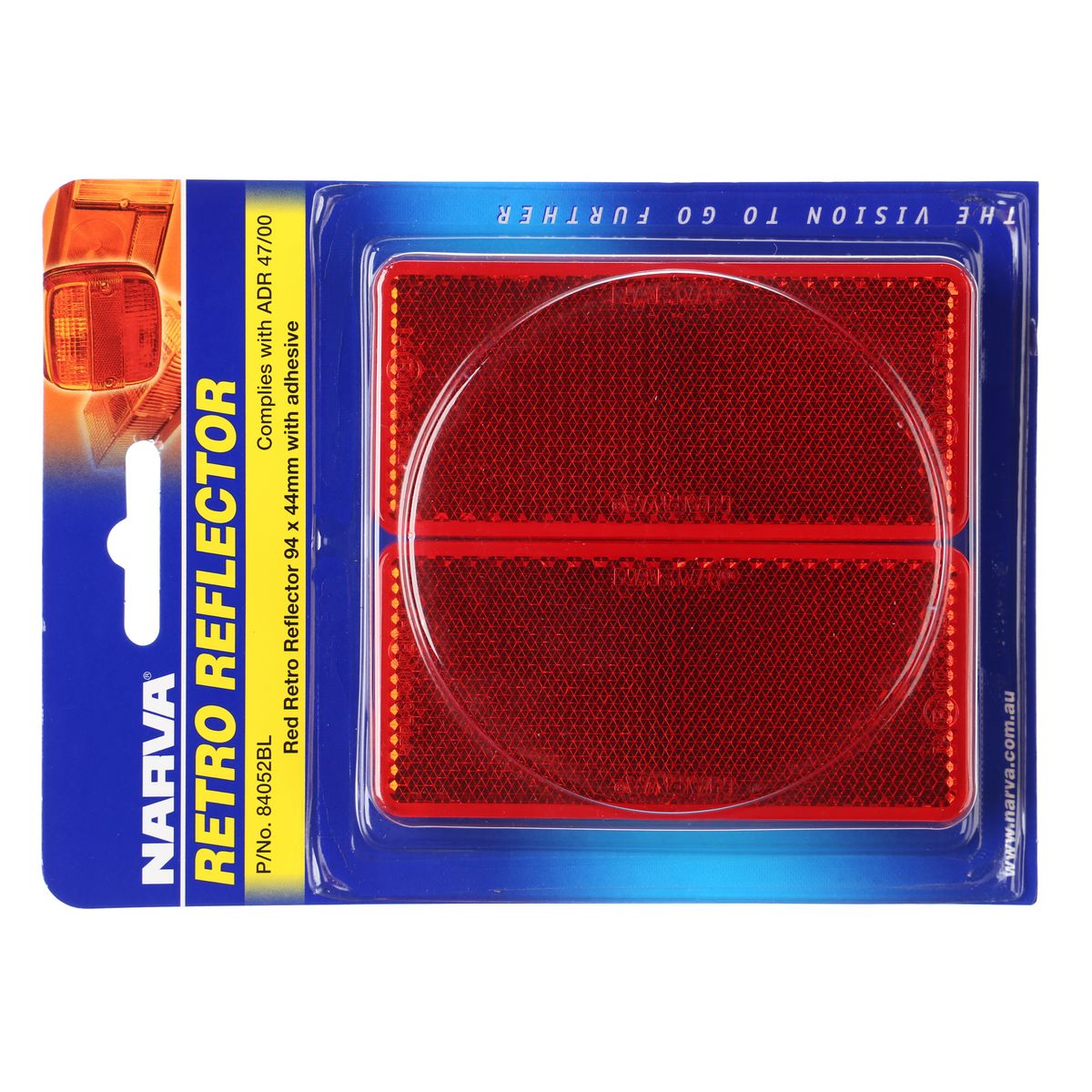Narva Reflector 94mmx44mm Red Self Adhesive 84052BL