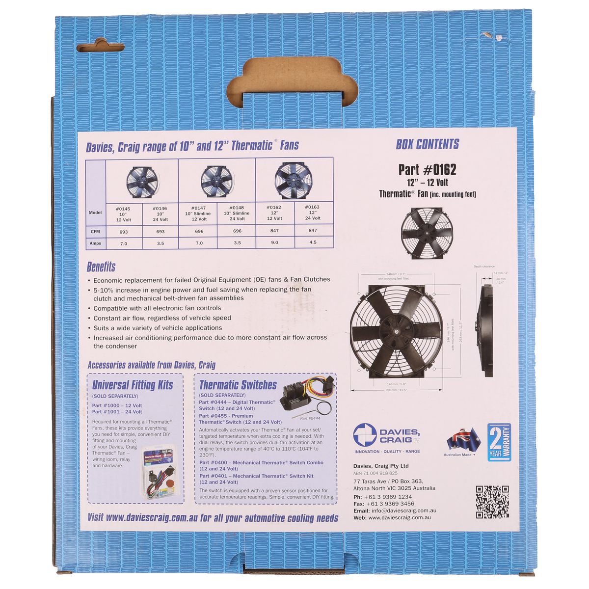 Davies, Craig 12" Thermo Fan Short 12V 0162
